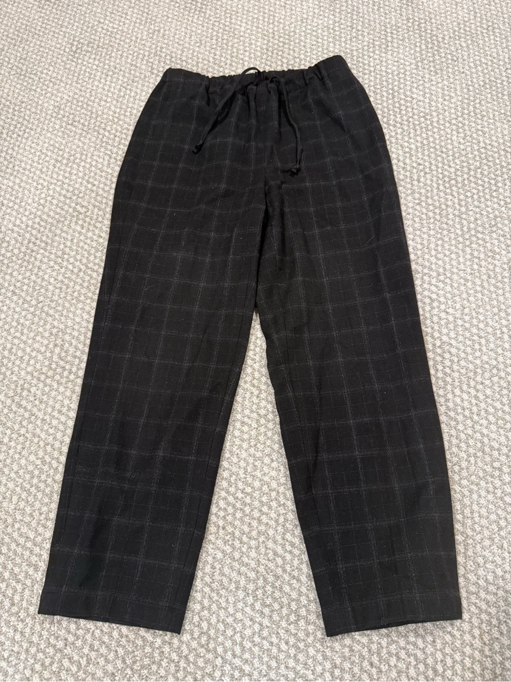 Babaton Black Windowpane Cropped Drawstring Pants